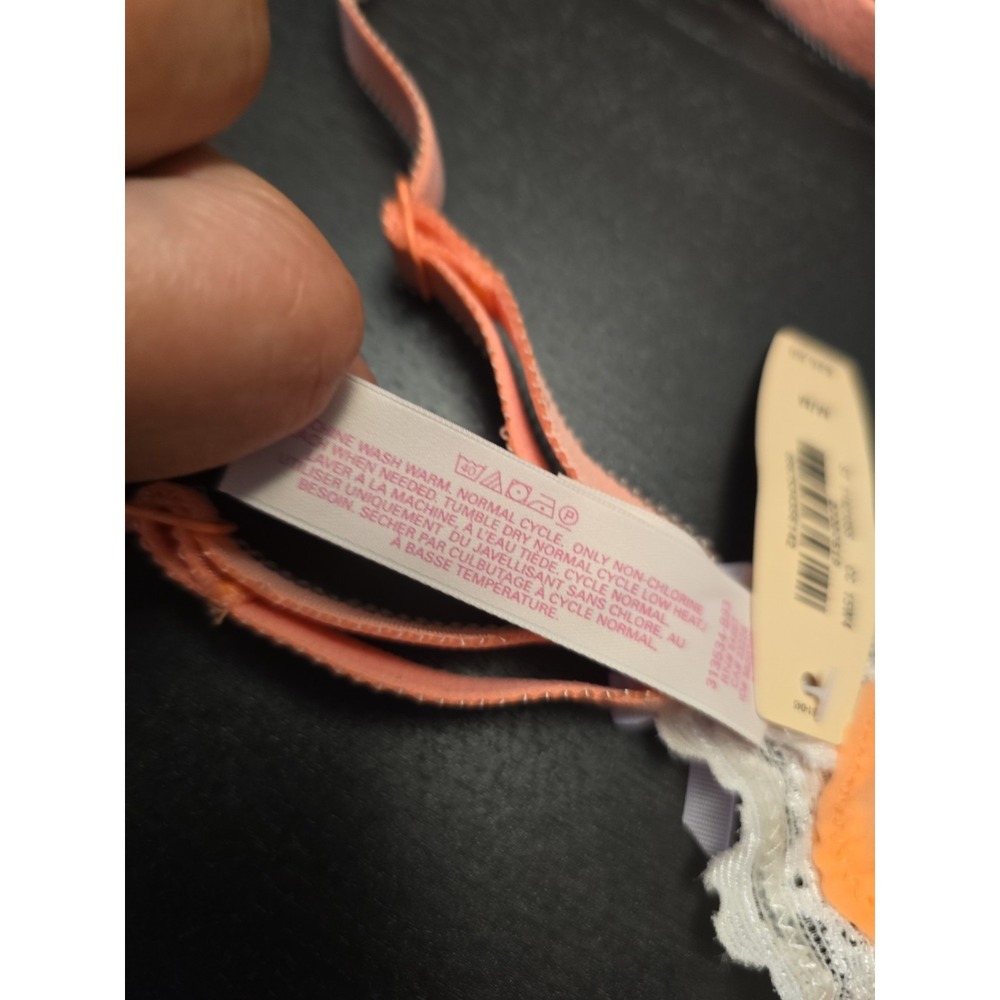 VICTORIA'S SECrET Medium BRALETTE LACE Orange Peach Front Close cute Comfy - Picture 6 of 9